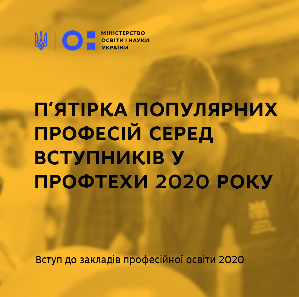 МОН публікує п’ятірку популярних професій серед вступників професійної освіти 2020 року 