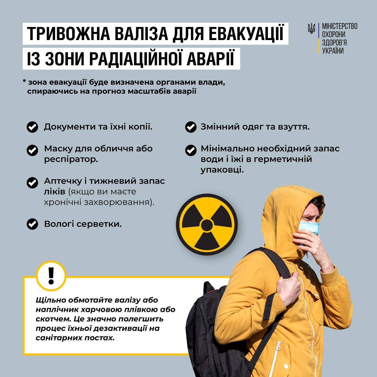 У разі вибуху на ЗАЕС мешканці потенційної зони радіаційної аварії мають бути готовими до можливої евакуації