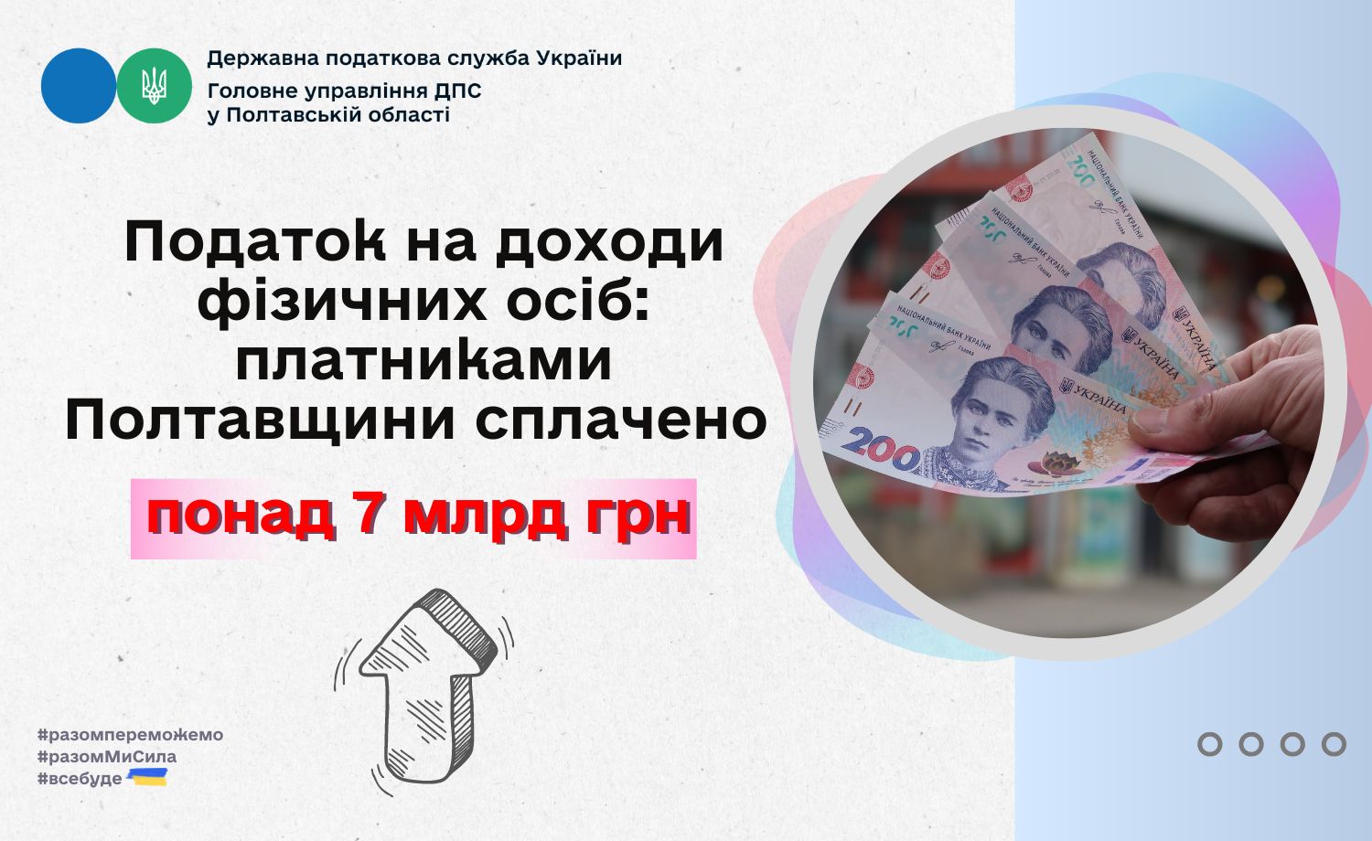 Податок на доходи фізичних осіб: платниками Полтавщини  сплачено понад 7 млрд грн.